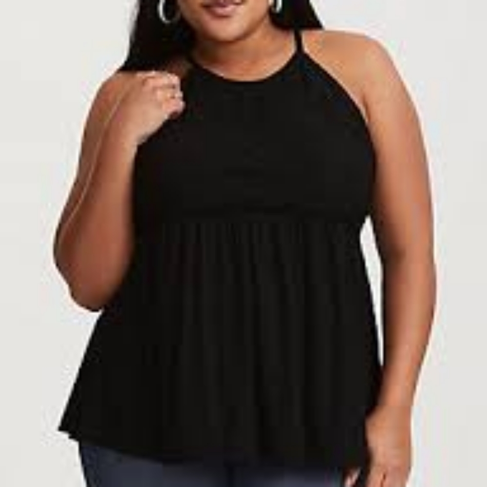 Torrid Black Lace Panel Babydoll Tank